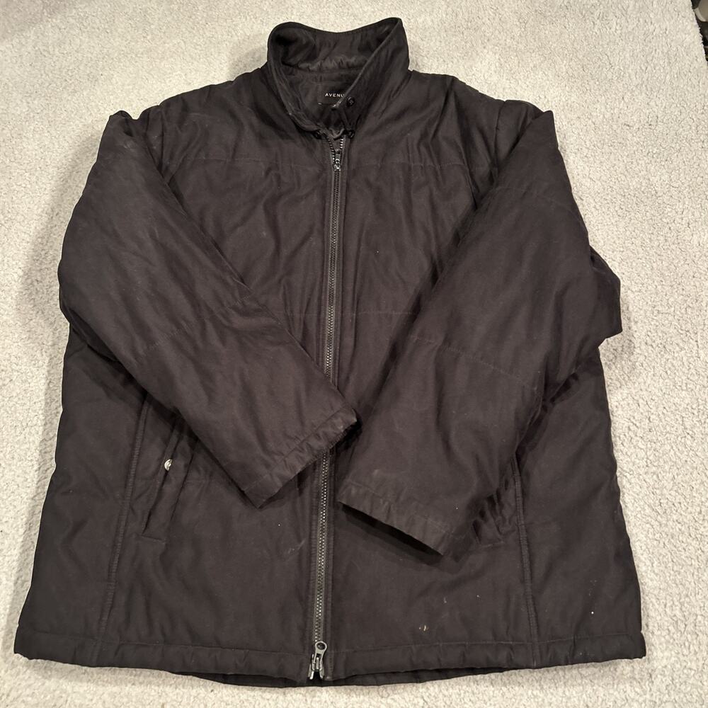 Avenue Womens 18 20 Black Jacket Full Zip Plus Size Coat Midweight